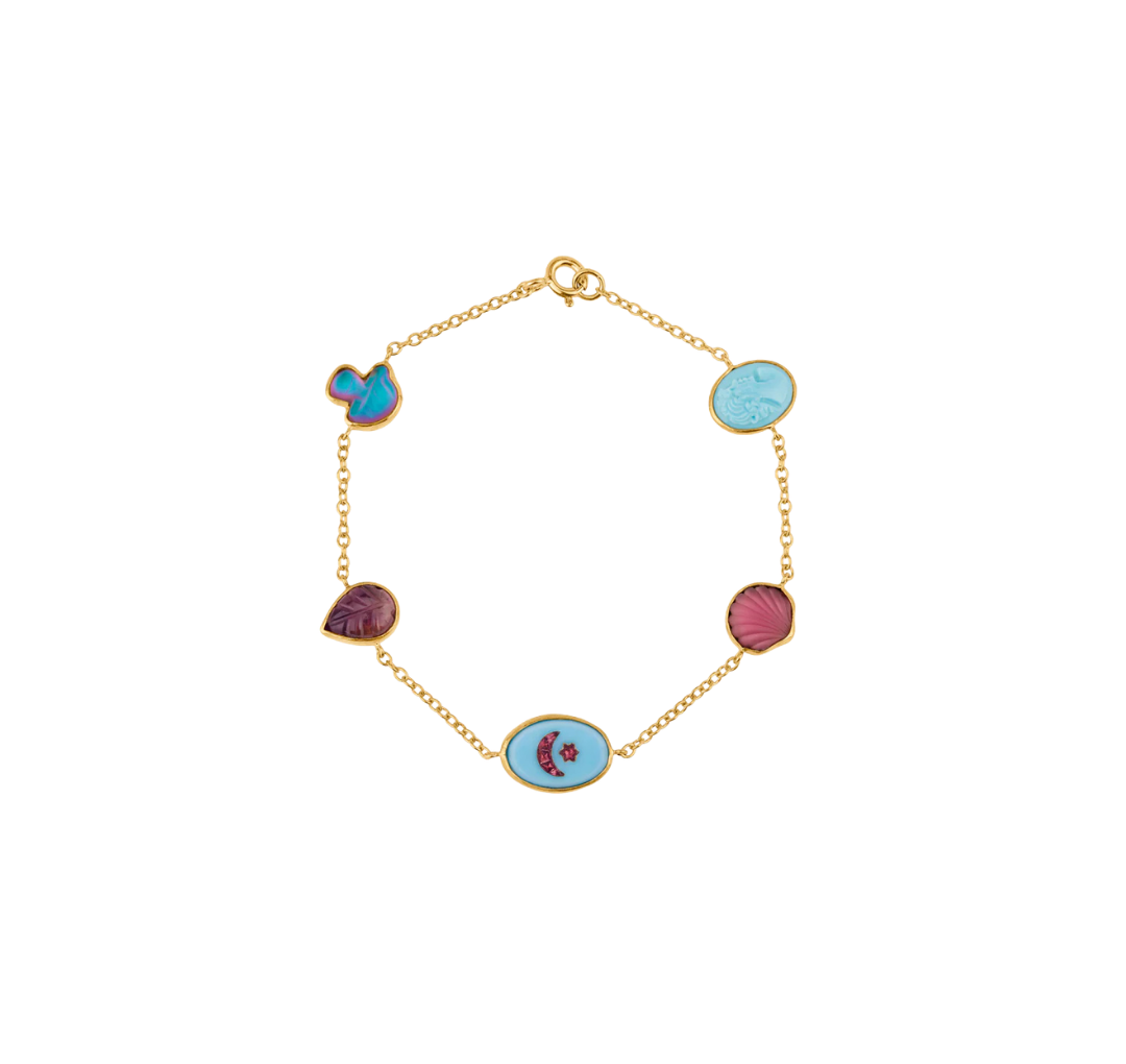 GRAINNE MORTON Turquoise Five Mini Charm Bracelet