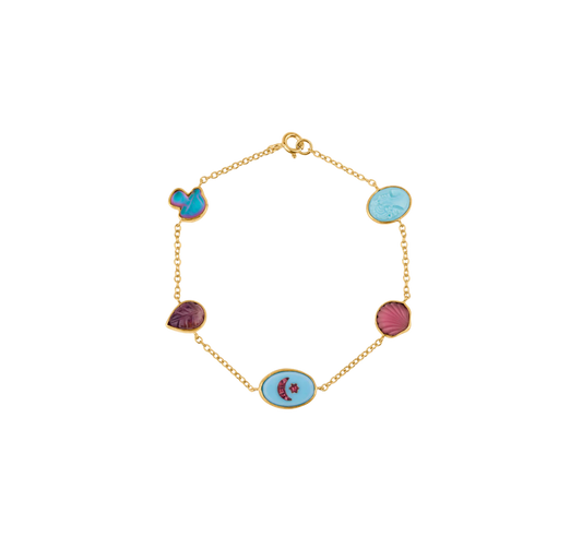 GRAINNE MORTON Turquoise Five Mini Charm Bracelet