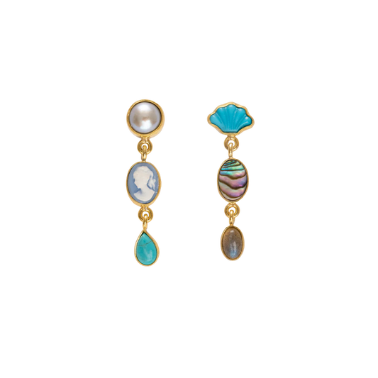 GRAINNE MORTON Turquoise Three Charm Moving Drop Earrings