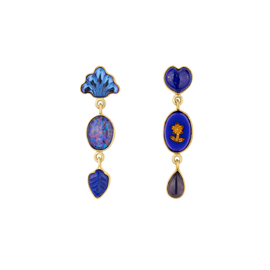 GRAINNE MORTON Lapis Three Charm Moving Drop Earrings
