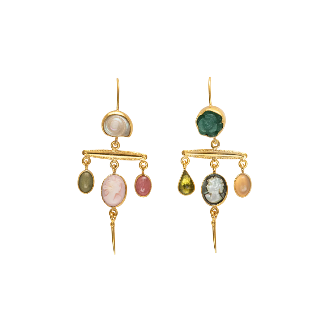 GRAINNE MORTON Cameo Victorian Pin Drop Earrings