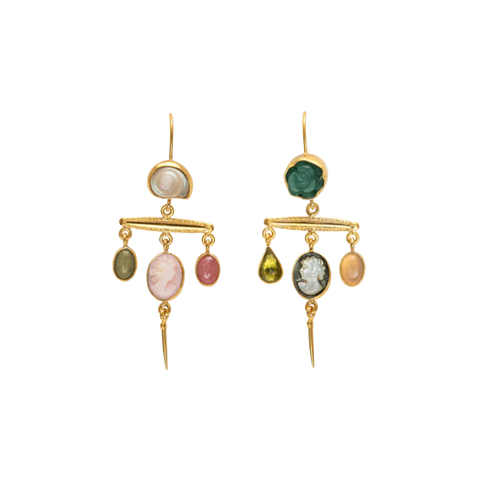 GRAINNE MORTON Cameo Victorian Pin Drop Earrings
