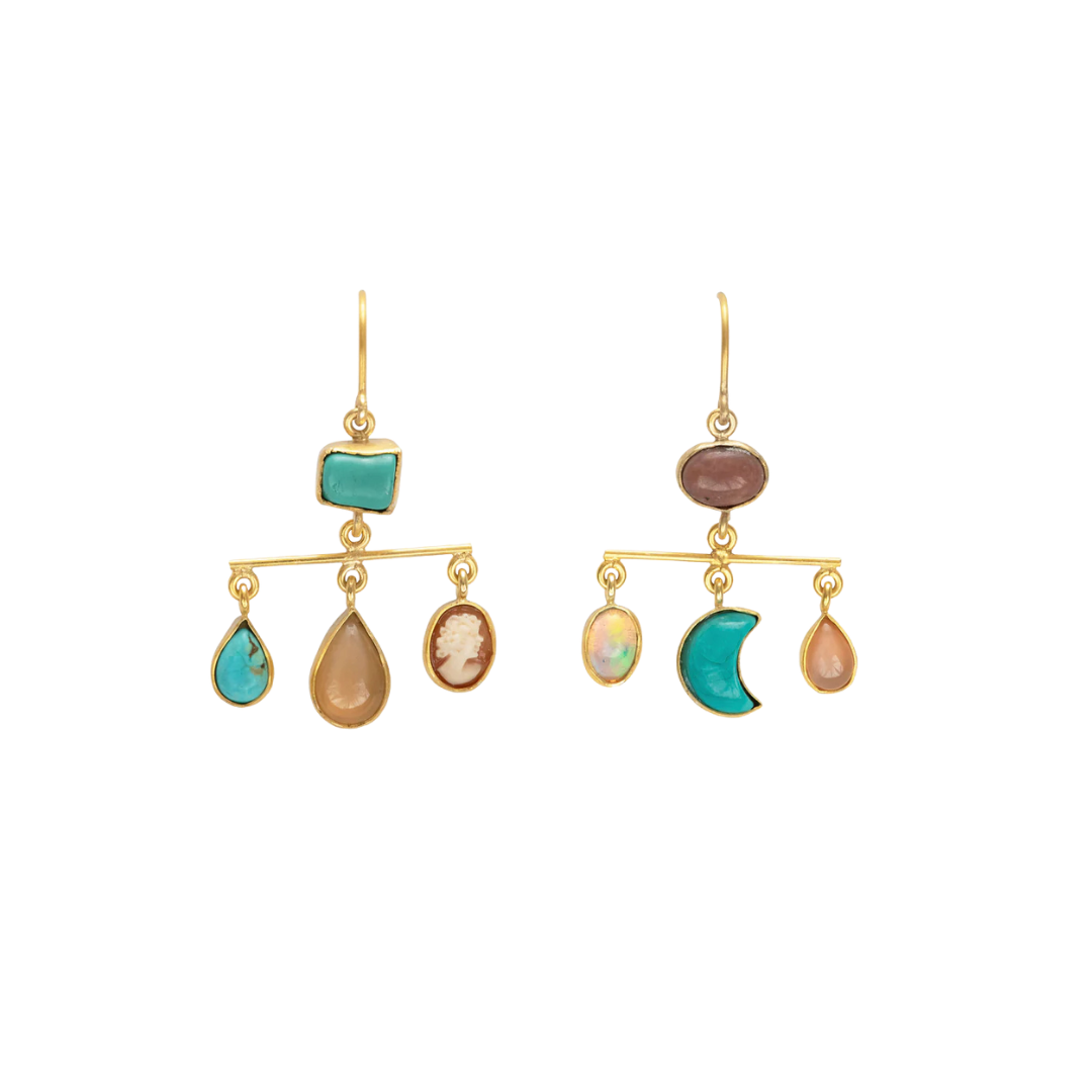 GRAINNE MORTON Turquoise Cameo Balance Drop Earrings