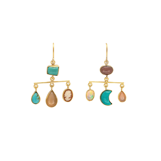GRAINNE MORTON Turquoise Cameo Balance Drop Earrings