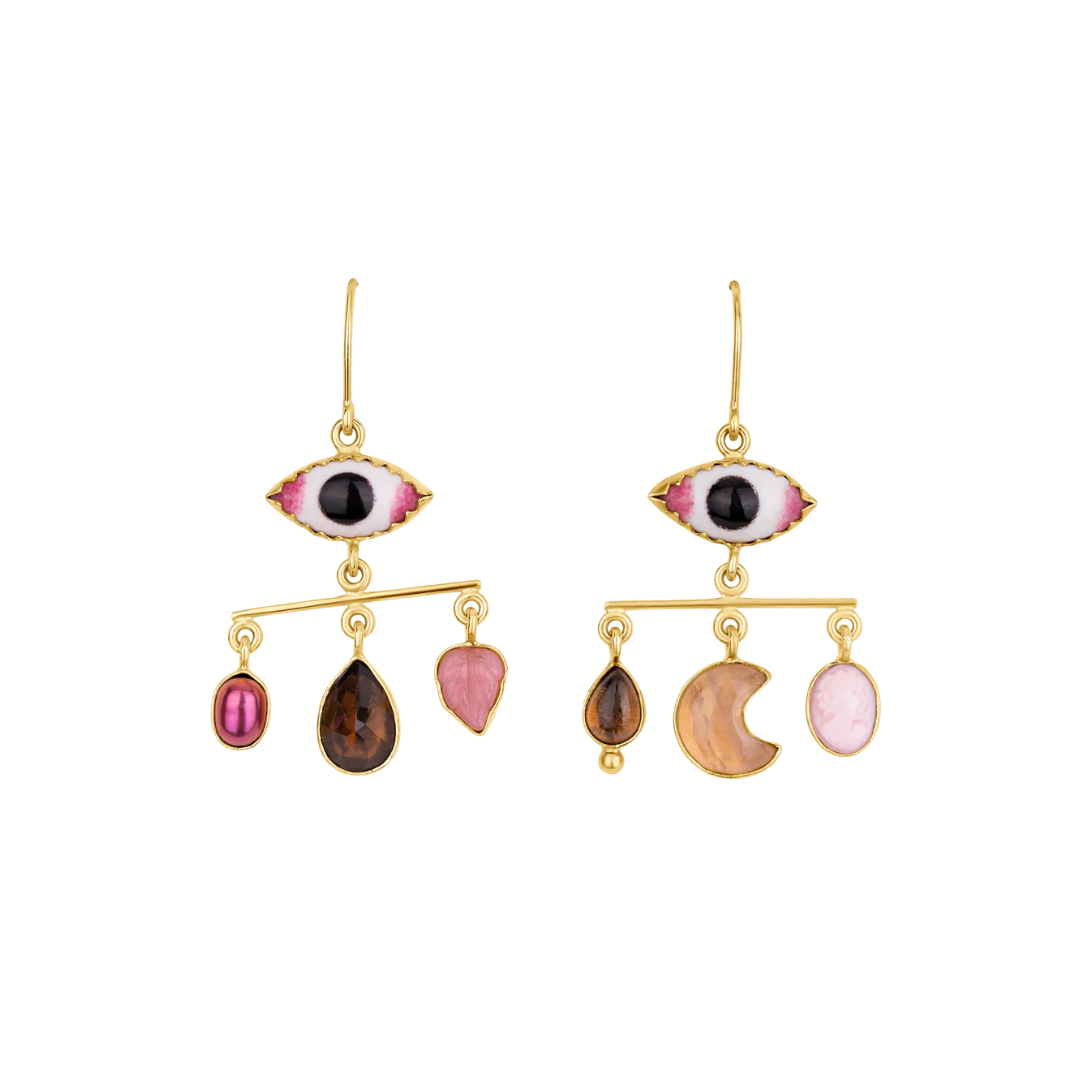 GRAINNE MORTON Pink Eye Balance Drop Earrings