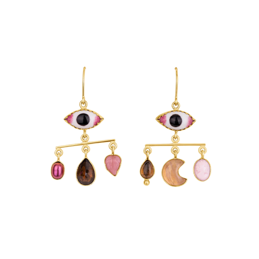 GRAINNE MORTON Pink Eye Balance Drop Earrings