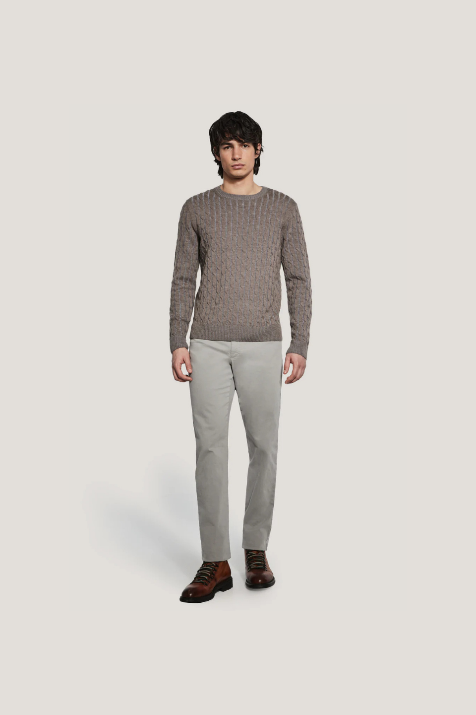 JACK VICTOR Cable Crew Neck