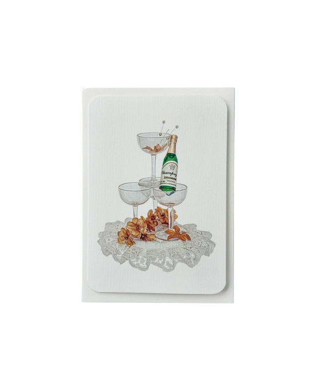 CANONBURY PRESS Wedding Cake Topper Champagne Greeting Card