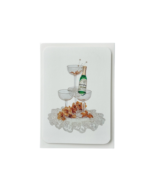 CANONBURY PRESS Wedding Cake Topper Champagne Greeting Card