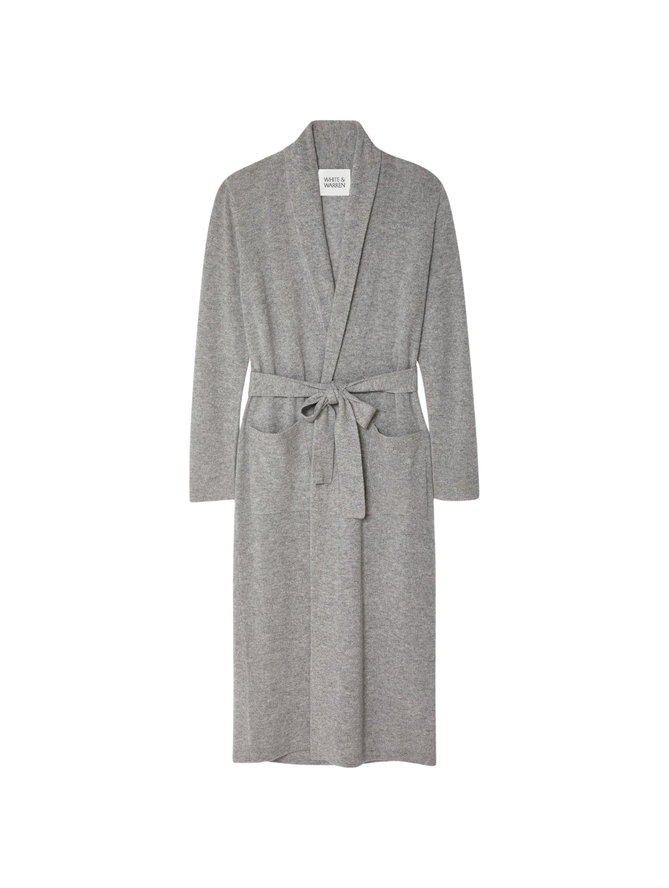 WHITE & WARREN Grey Heather Cashmere Long Robe