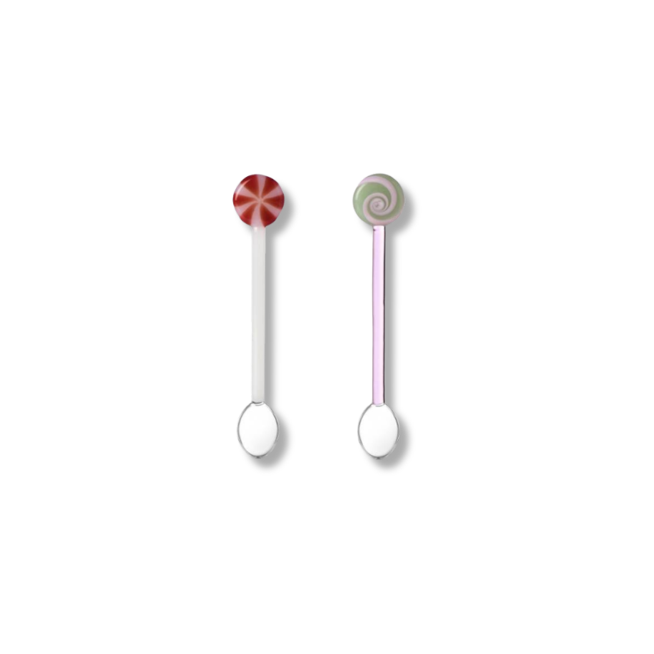 ICHENDORF Pink and White Lollipop Spoons Set of 2