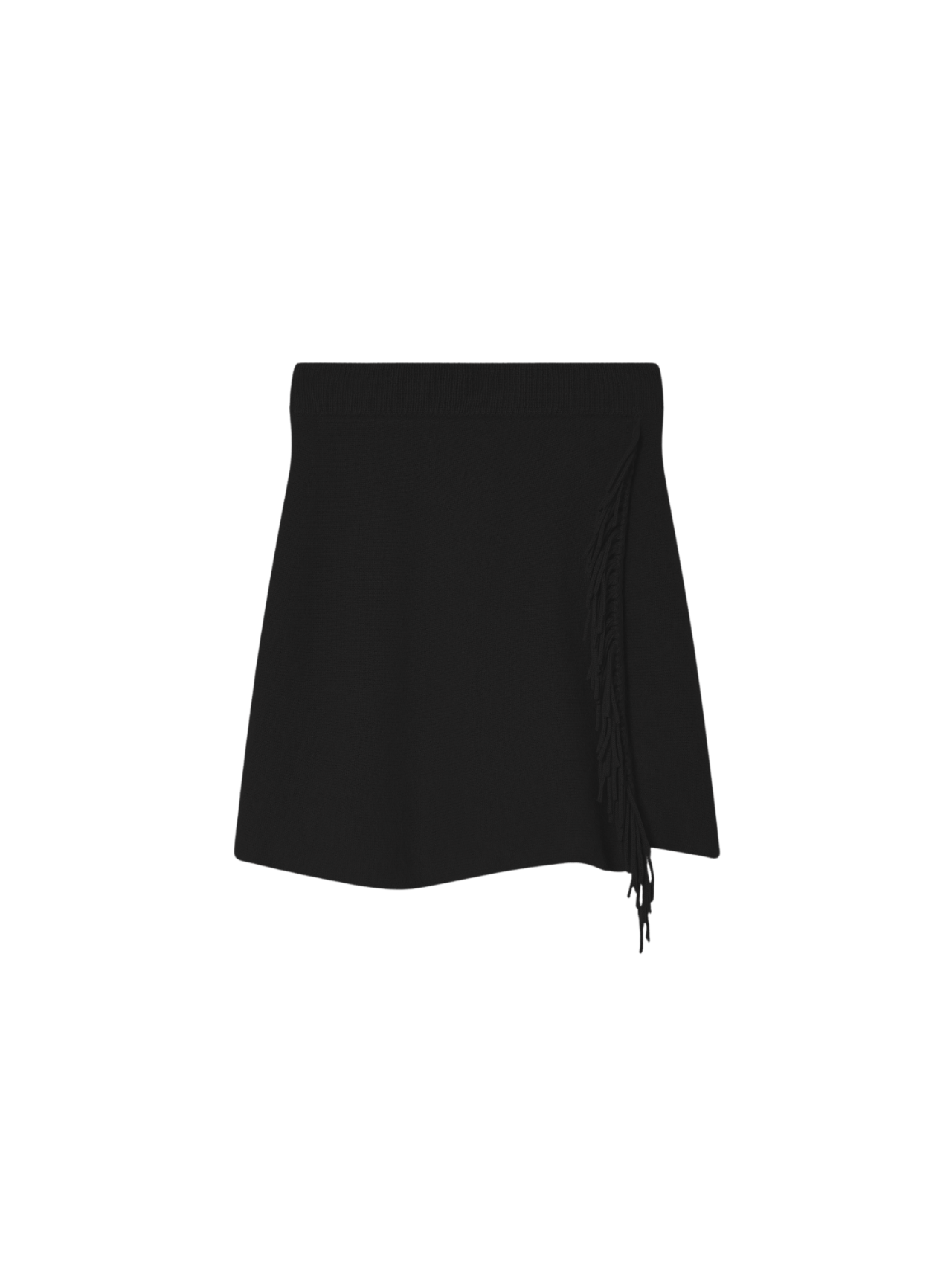 WHITE & WARREN Brushed Cashmere Fringe Mini Skirt