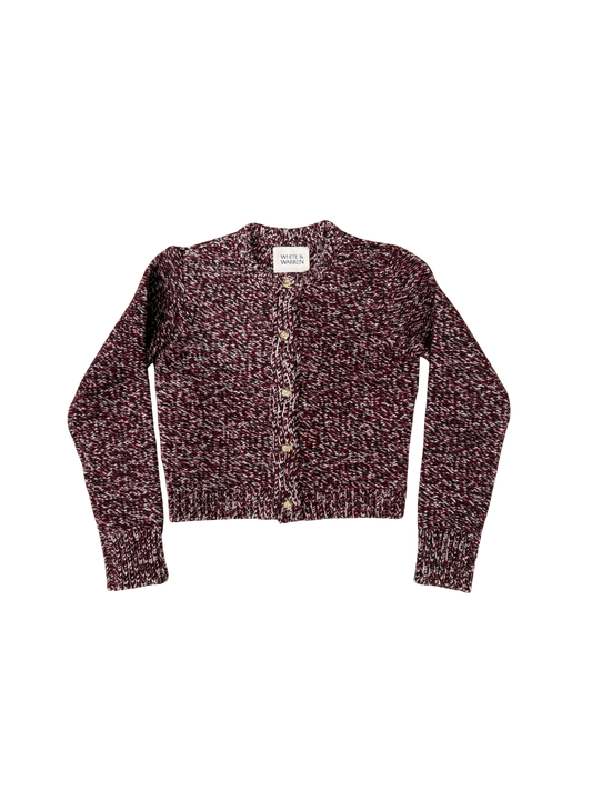 WHITE & WARREN Recycled Marl Gold Button Cardigan