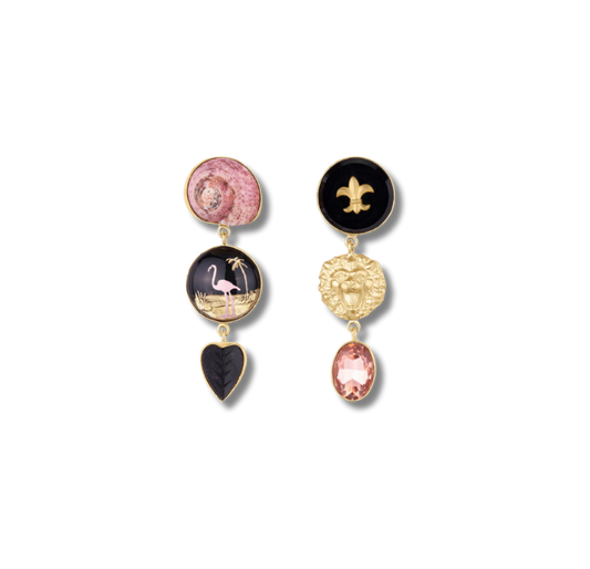 GRAINNE MORTON Flamingo & Lion Earrings