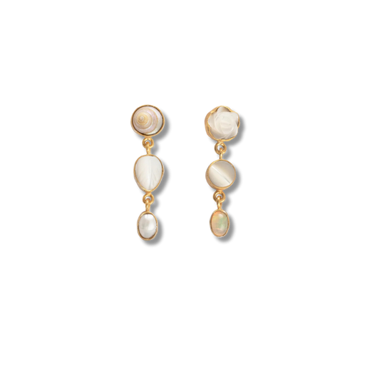 GRAINNE MORTON Three Charm Moving Drop Earrings Pearl