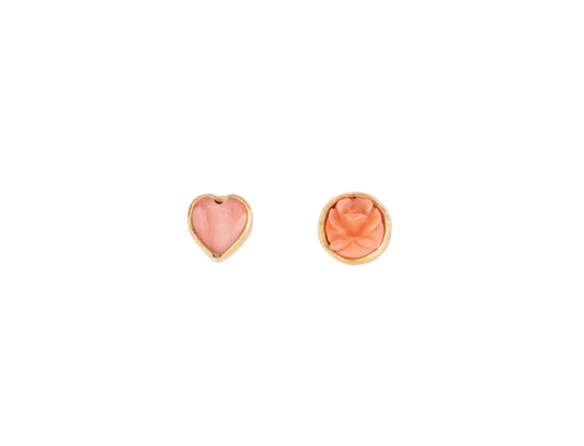 GRAINNE MORTON Heart & Rose Mismatched Stud Earrings