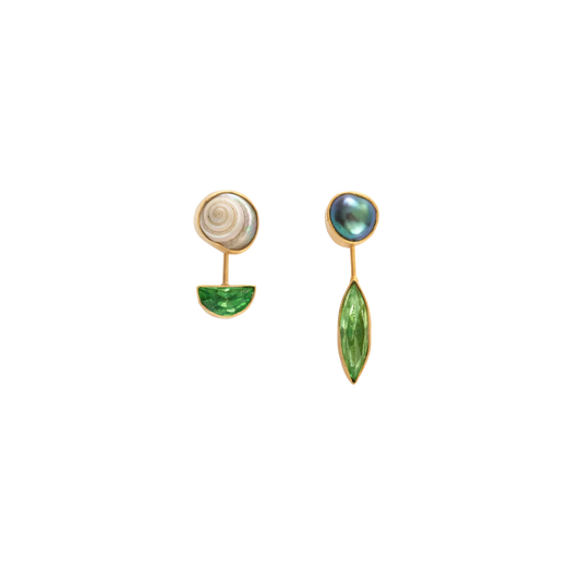GRAINNE MORTON White & Green Detachable Drop Earrings