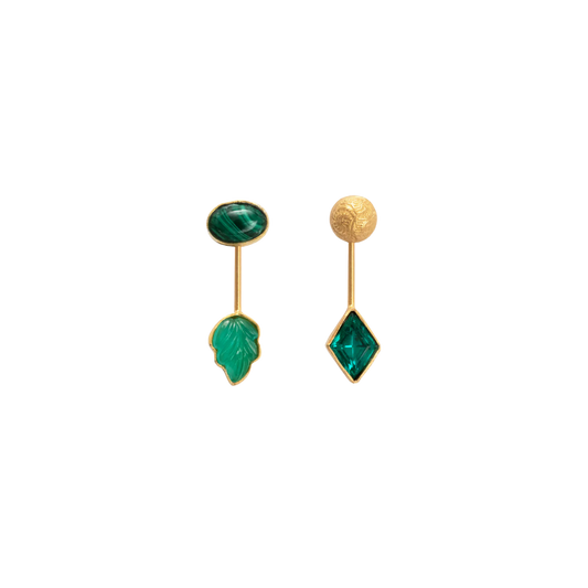 GRAINNE MORTON Green & Gold Detachable Drop Earrings