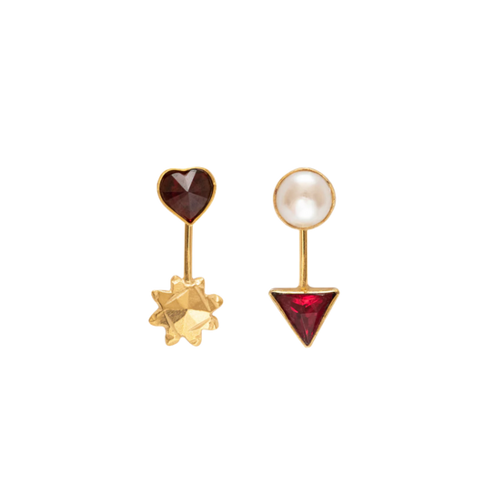 GRAINNE MORTON Red Heart Detachable Drop Earrings