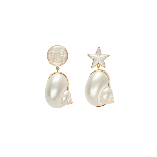 GRAINNE MORTON Moon & Star Shell Drop Earrings