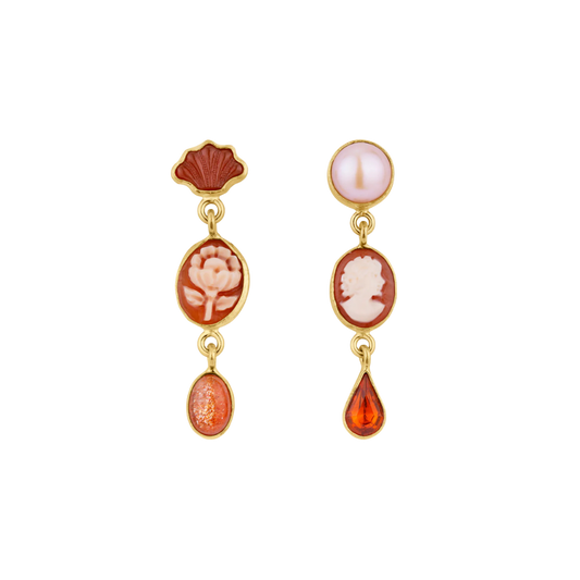 GRAINNE MORTON Orange Three Charm Moving Drop Earrings