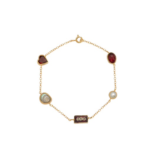 GRAINNE MORTON Red Shell Five Mini Charm Bracelet