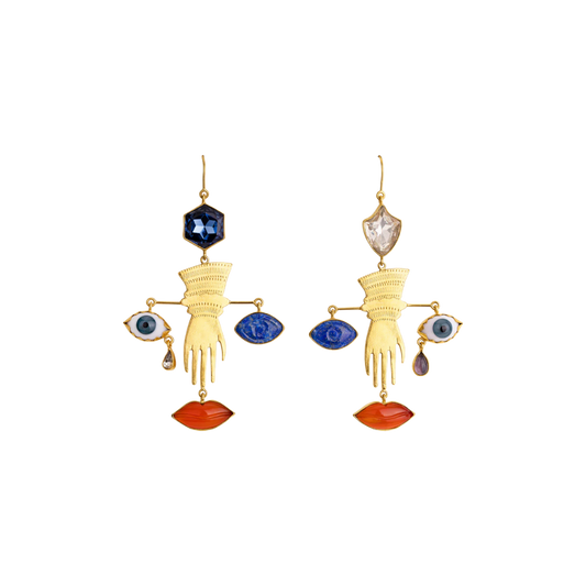 GRAINNE MORTON Glove and Face Charm Earrings
