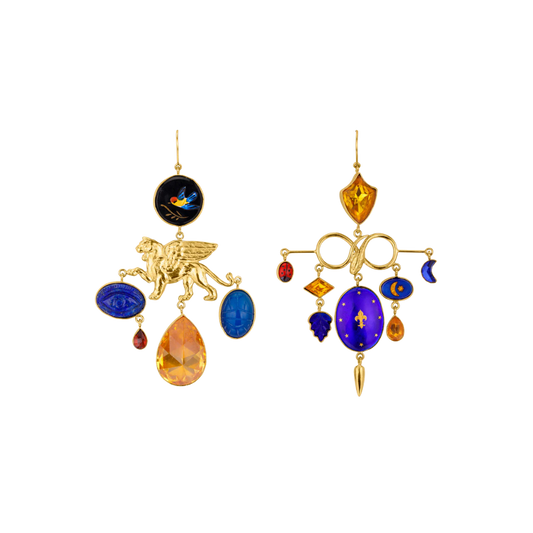 GRAINNE MORTON Serpend & Lion Balance Drop Earrings
