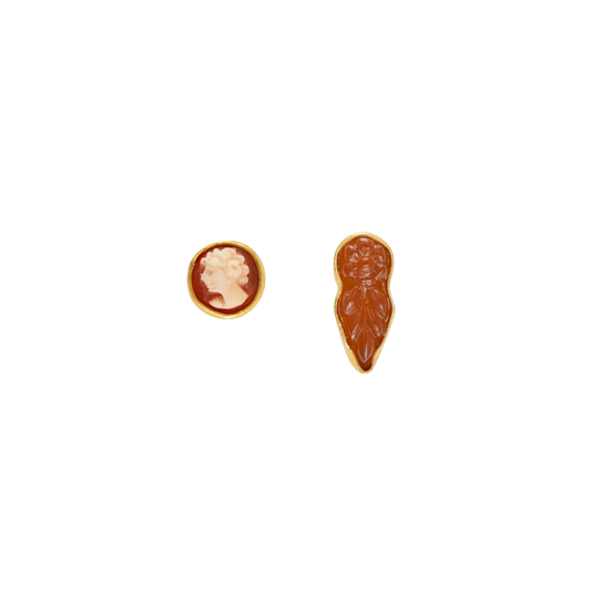 GRAINNE MORTON Cameo & Flower Mismatched Stud Earrings