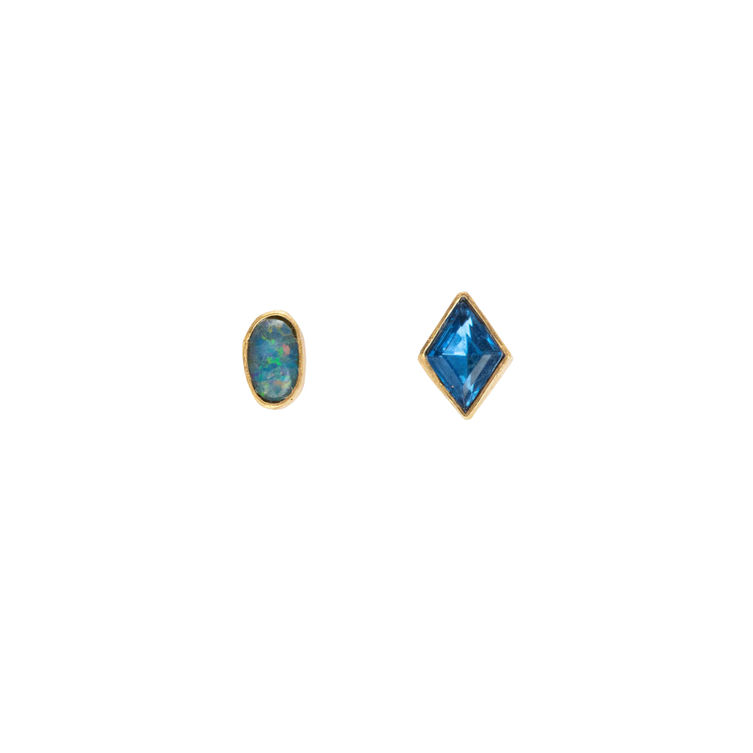 GRAINNE MORTON Blue Mismatched Stud Earrings