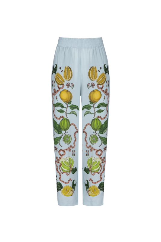 SABINA SAVAGE Oranges and Lemons Silk Lounge Trousers