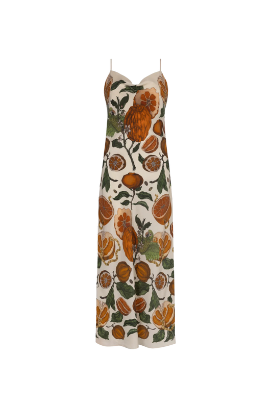 SABINA SAVAGE Oranges and Lemons Silk Slip Dress
