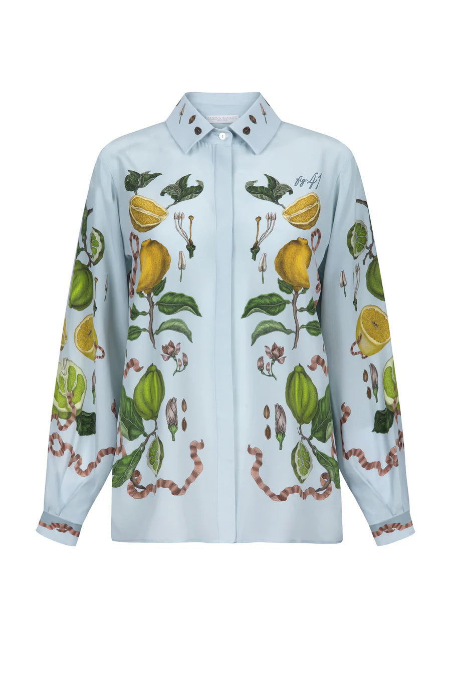 SABINA SAVAGE Oranges and Lemons Silk Oxford Shirt