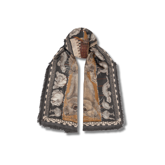 SABINA SAVAGE The Floating Rabbits Silk Scarf Rectangular