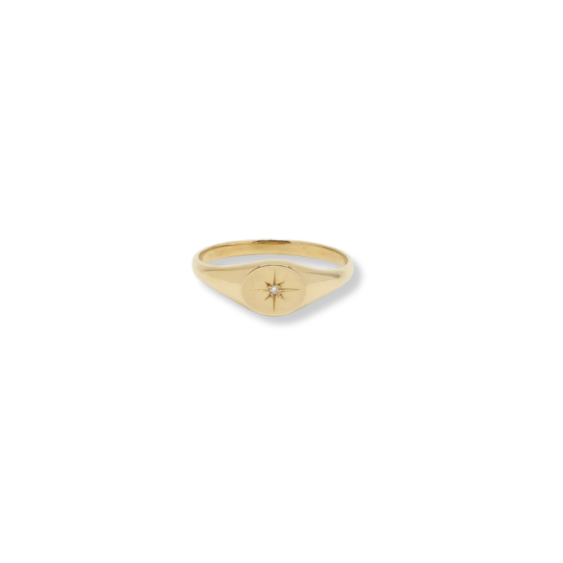 GJENMI Baby Diamond Signet Ring