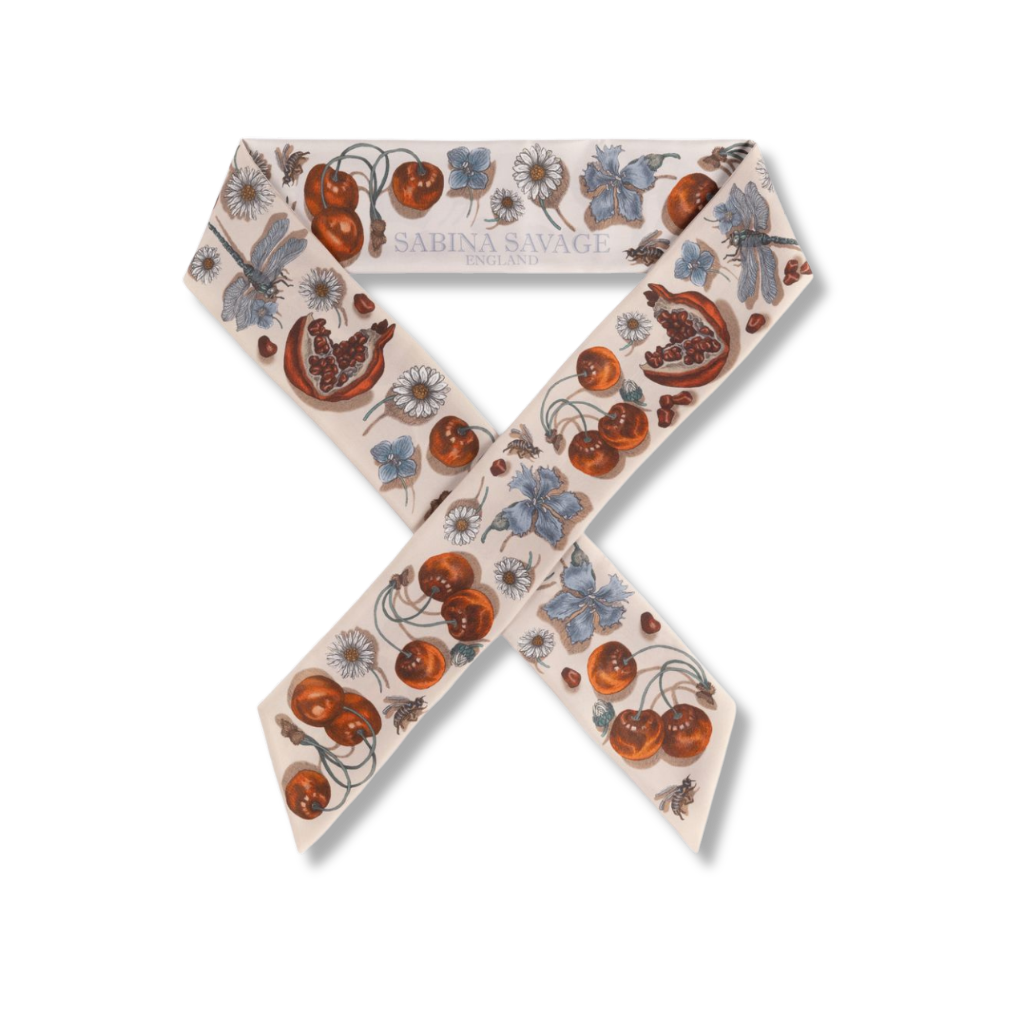 SABINA SAVAGE The Medici Cheetah Ribbon Silk Scarf