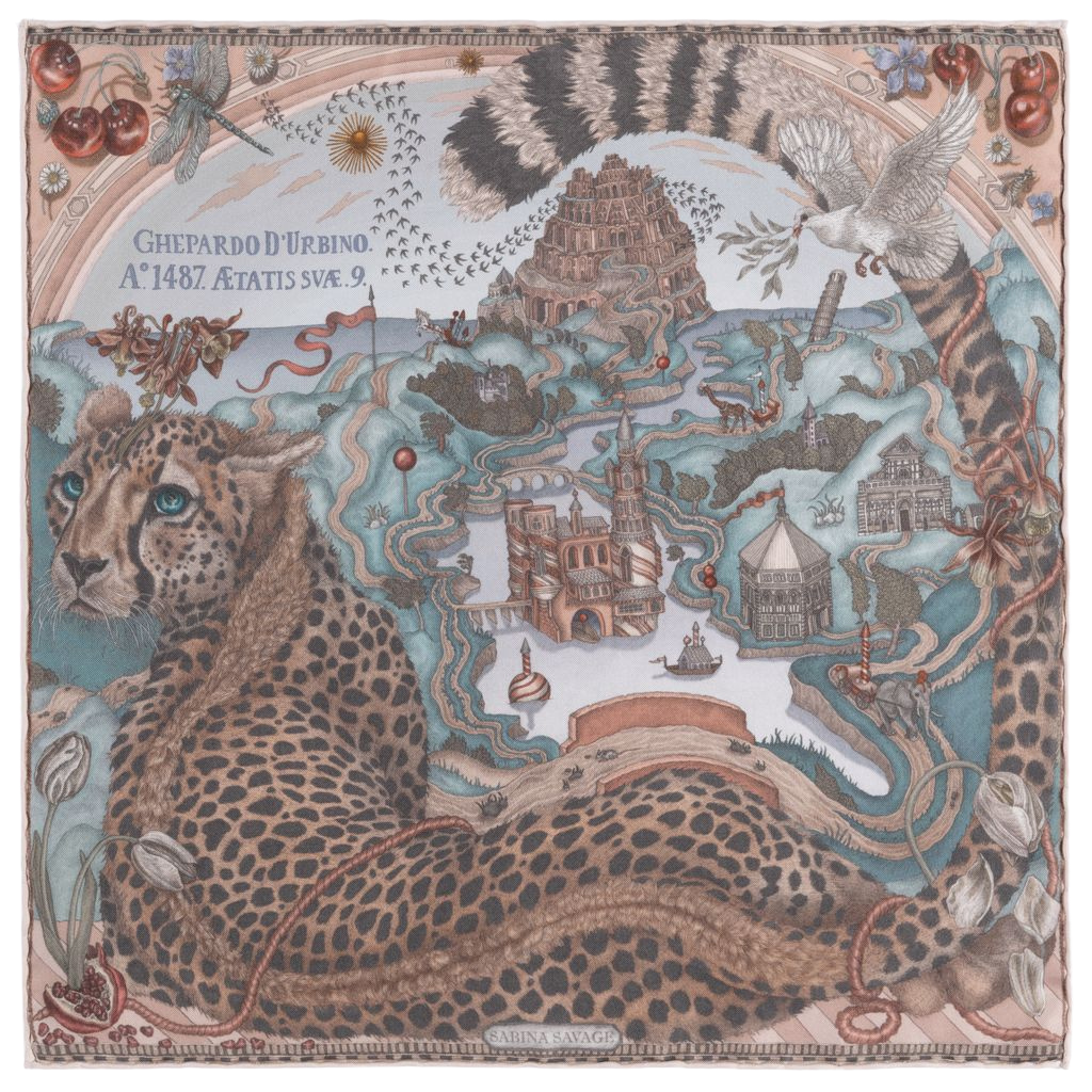 SABINA SAVAGE The Medici Cheetah Silk Scarf