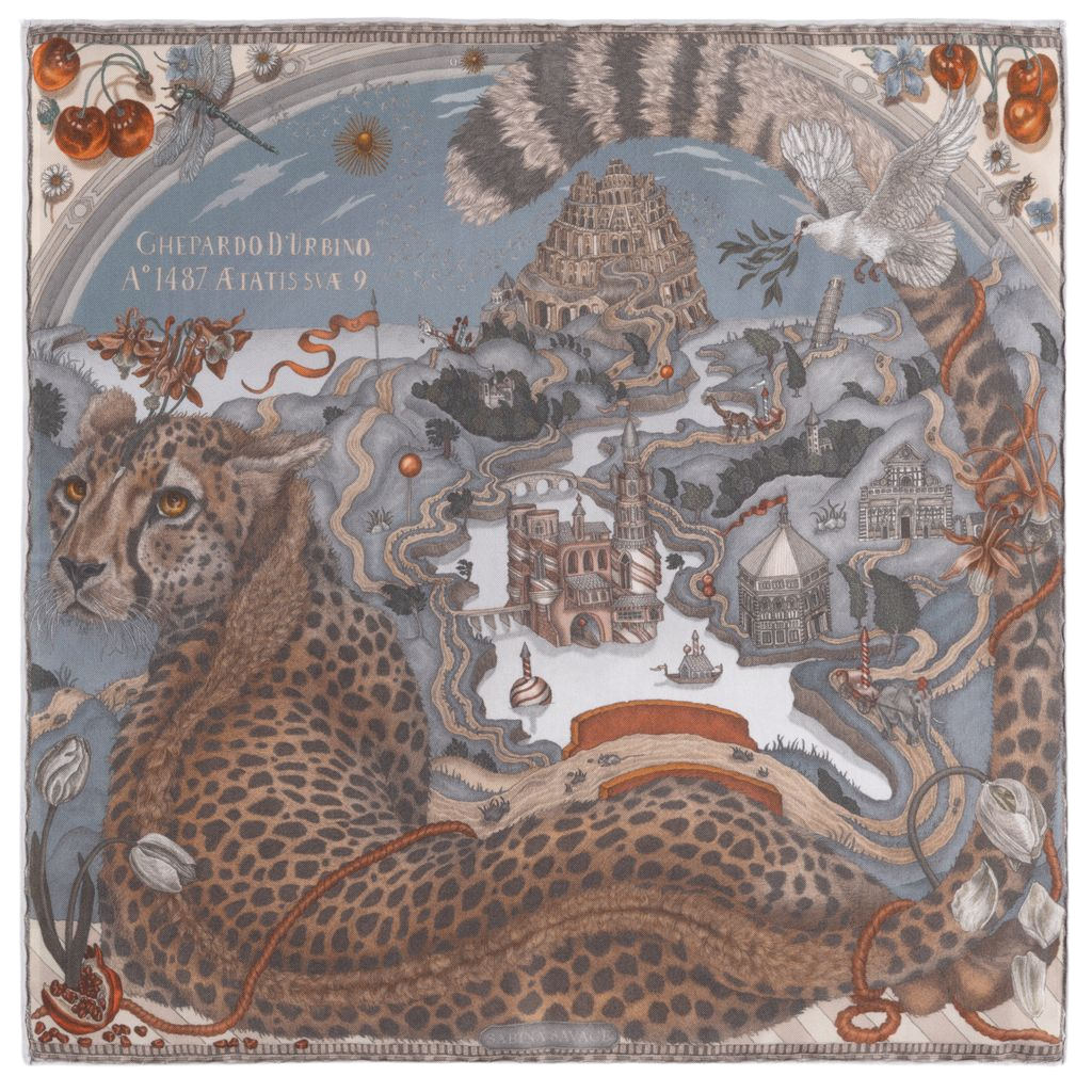 SABINA SAVAGE The Medici Cheetah Silk Scarf