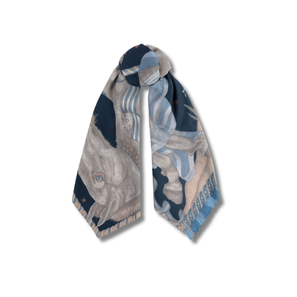 SABINA SAVAGE The Celestial Steed Wool Silk Scarf