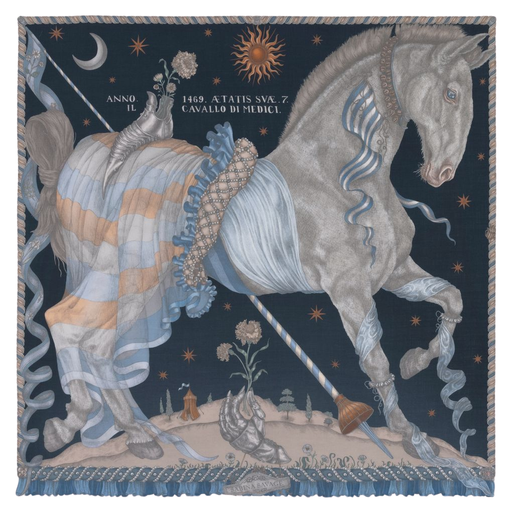 SABINA SAVAGE The Celestial Steed Wool Silk Scarf