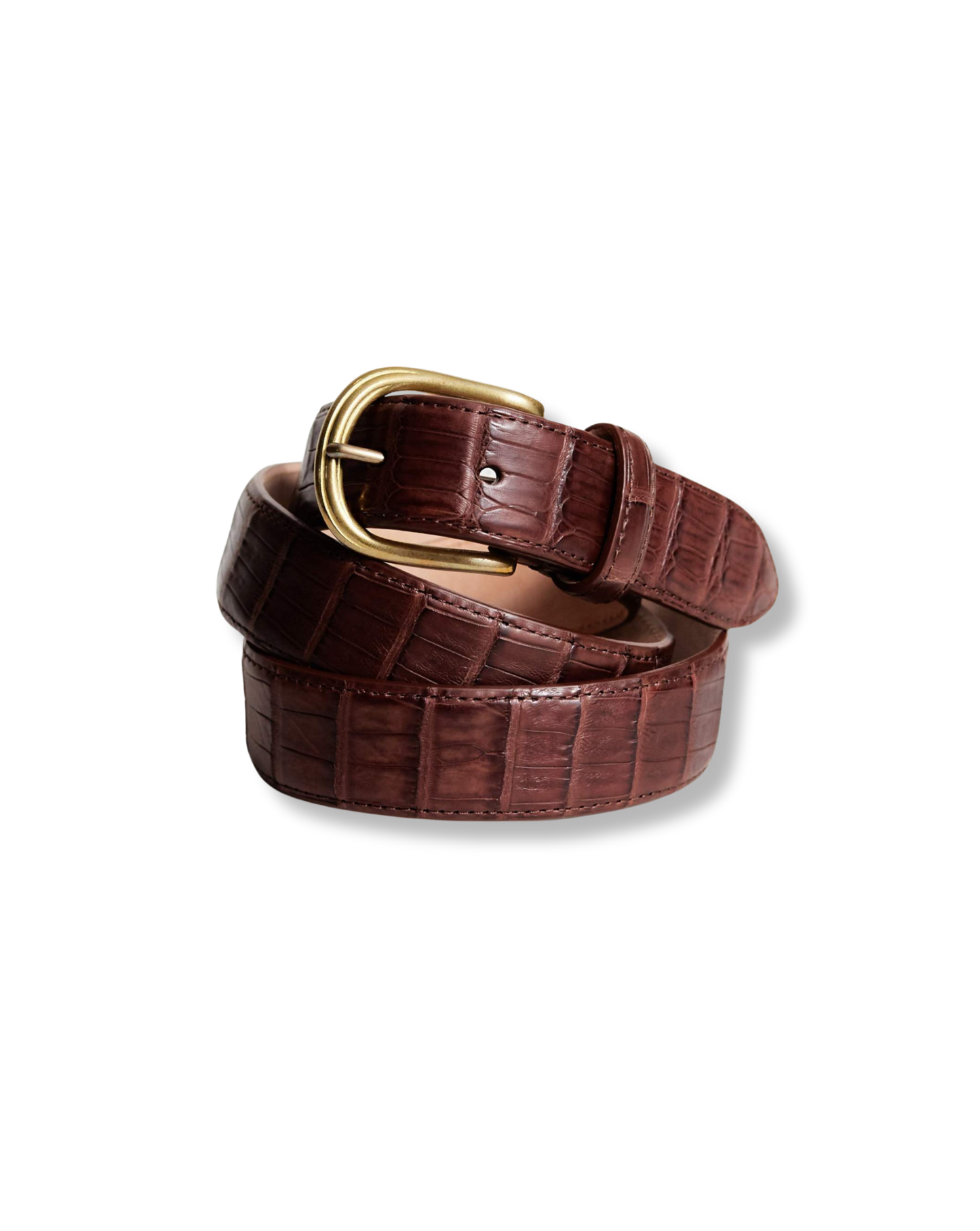UNCOMMON MAN Medium Brown Genuine Croc Leather Belt