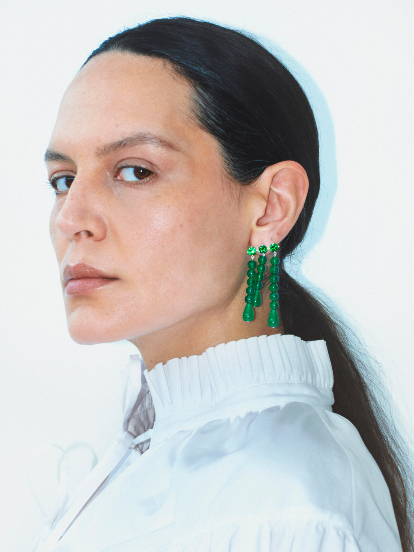 COMPLETEDWORKS Earrings With CZ Green