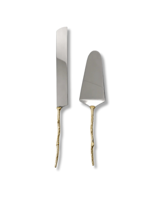 SHELTON METAL Olive Branch Cake Serving Set of 2
