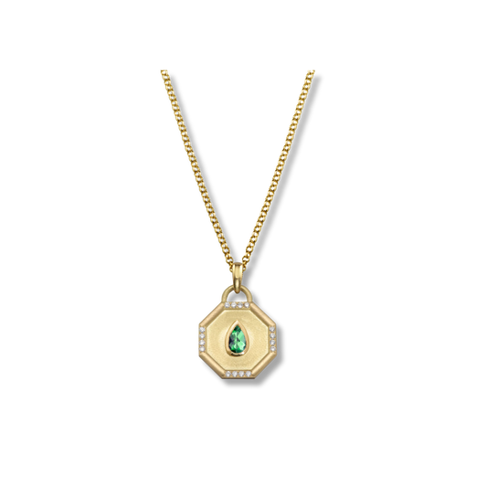ELIZABETH MOORE Fairy Dust Emerald Teardrop Pendant