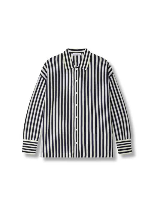WHITE & WARREN Superfine Organic Cotton Striped Shirt
