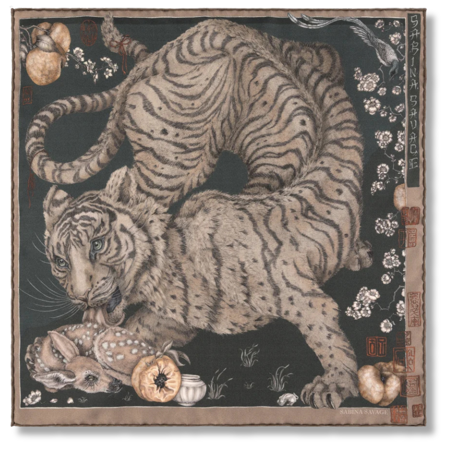 SABINA SAVAGE Zouyu, Cry The Deer Silk Scarf
