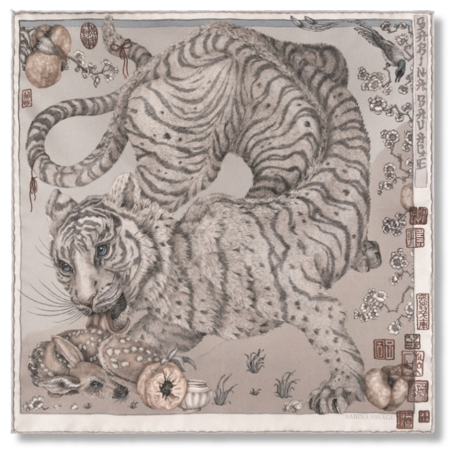 SABINA SAVAGE Zouyu, Cry The Deer Silk Scarf