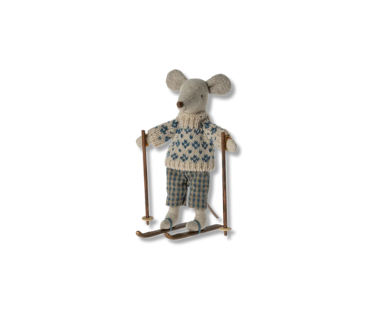MAILEG Winter Mouse Dad with Ski Set