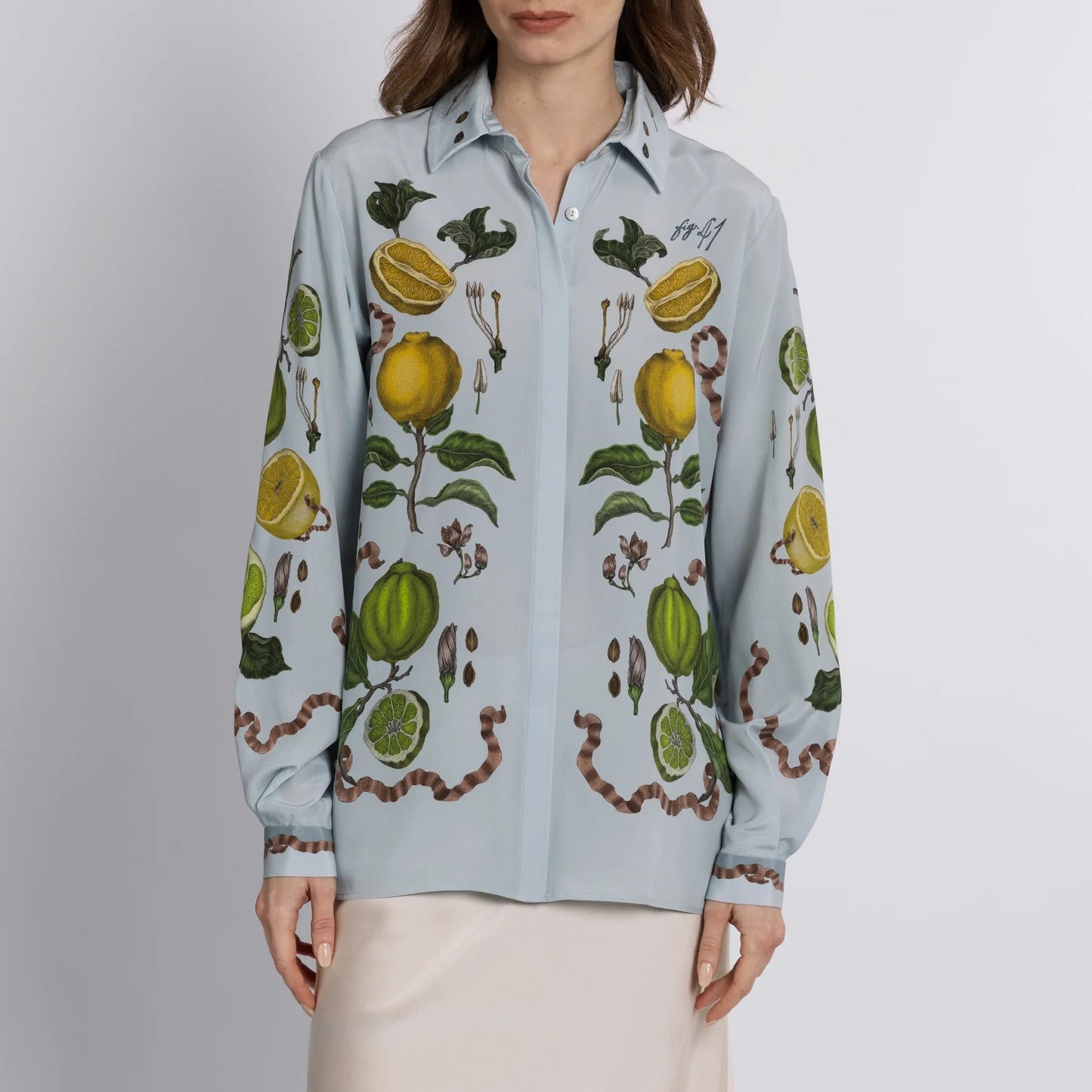 SABINA SAVAGE Oranges and Lemons Silk Oxford Shirt