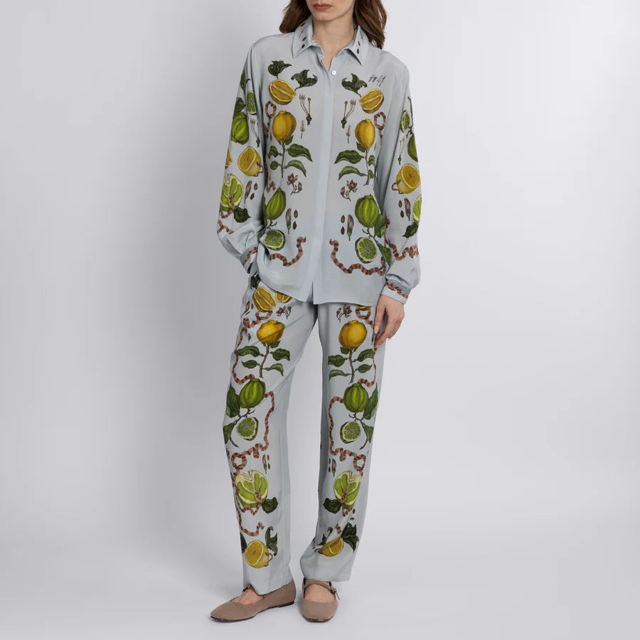 SABINA SAVAGE Oranges and Lemons Silk Lounge Trousers